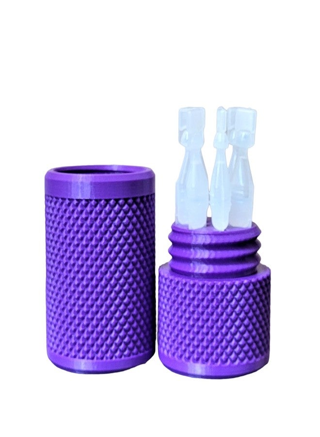 Znet3D Eye Drop Vials Holder & Storage Case - Securely Store Seven (7) Single-Use Vials - Screw-On Lid, Knurled Pattern - Keep Vials Safe & Organized to Keep Track of Your Daily Usage (Purple) - Image 1